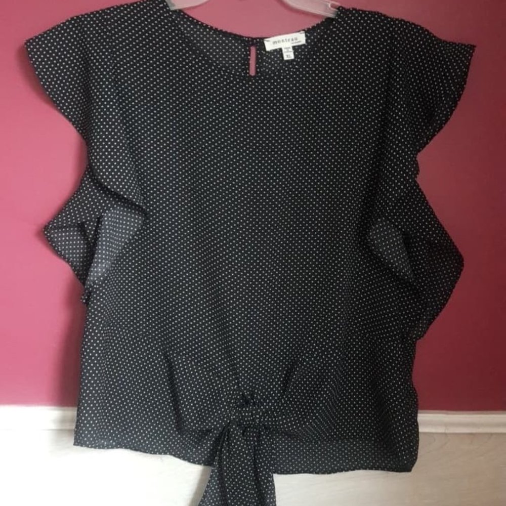 Monteau Polka Dot Tie Crop